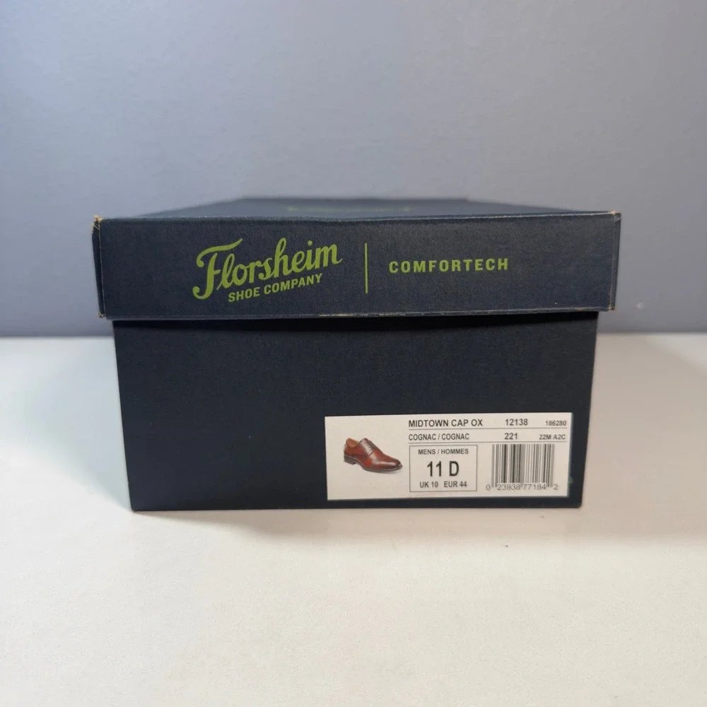 Florsheim Cap Toe Oxford Mens 11D Cognac New Comfortech Leather Dress Shoes NIB
